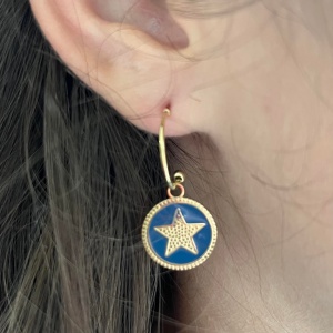 Gold Star Hoops - Teal Blue